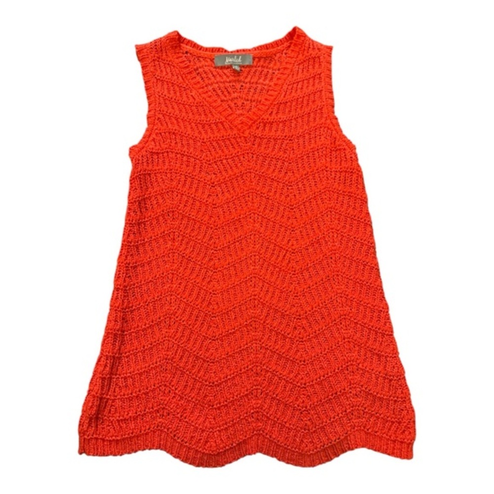 Marled Orange Red Knit Sweater Vest Dress Womens Medium Dopamine Dressing Cozy